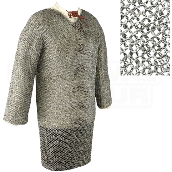 Full Sleeve Round Ring Chainmail Hauberk - Dome Riveted - Small