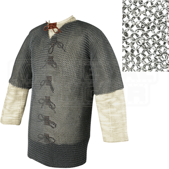 Short Sleeve Round Ring Chainmail Hauberk - Dome Riveted - Large