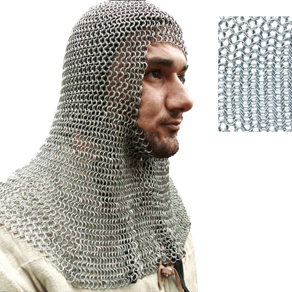 Chain Mail Armor Coif Butted Chain mail Hauberk Silver 