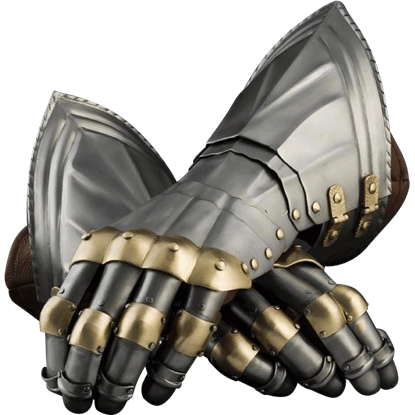 15th Century German Style Gauntlets with Brass