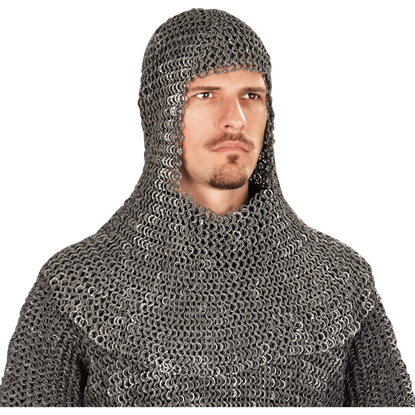 Riveted Dark Aluminum Chainmail Coif