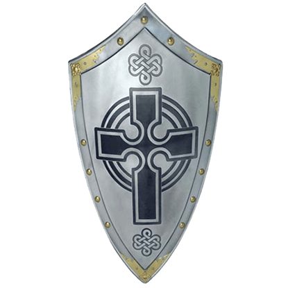 Teutonic Knight Black & Gold Cross KITE SHIELD sca/larp/crusades/viking/armor 