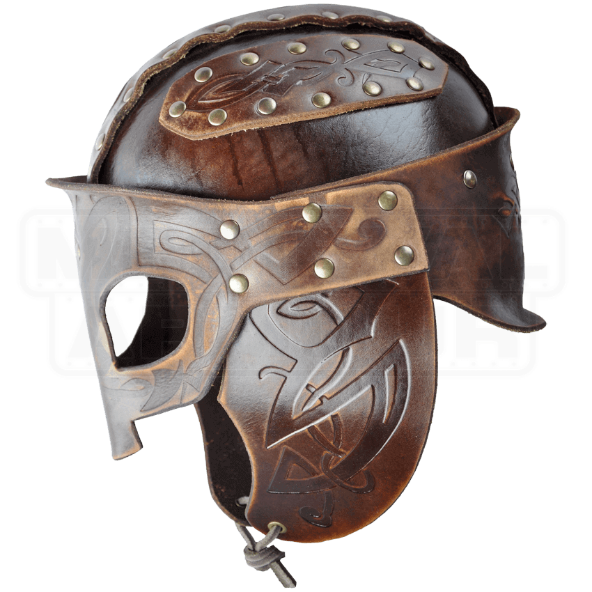 Odomar Viking Leather Helmet RT249 by Medieval Armour, Leather Armour, Steel Armour