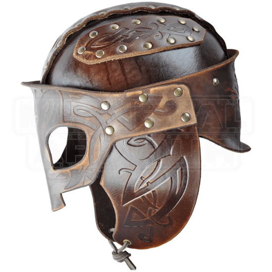 Odomar Viking Leather Helmet Rt 249 By Medieval Armour Leather