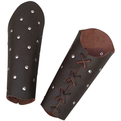 Studded Brown Leather Arm Bracers