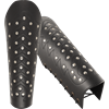 Chevron Flame Leather Greaves - Black