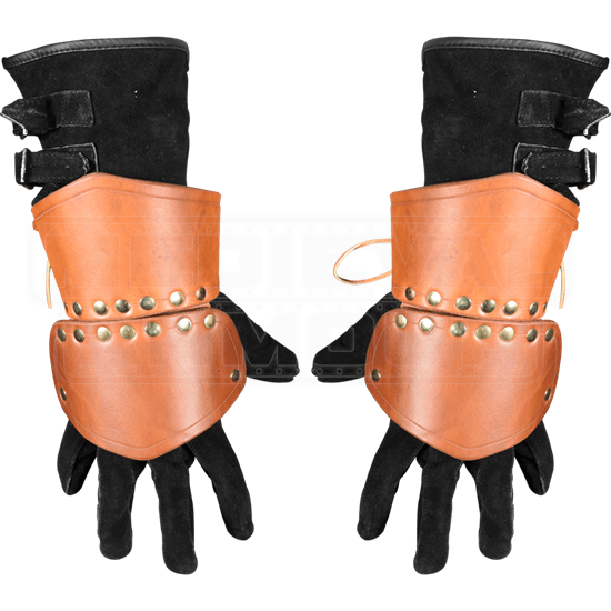 Knightly Leather Half Gauntlets - DK5301 by Medieval Armour, Leather ...