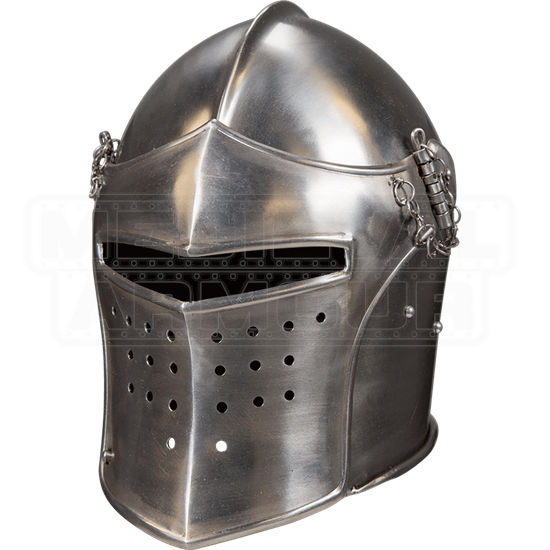 Visored Bascinet Combat Helmet - HW-700569 by Medieval Armour, Leather ...