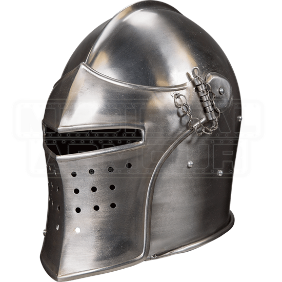 Visored Bascinet Combat Helmet - HW-700569 by Medieval Armour, Leather ...