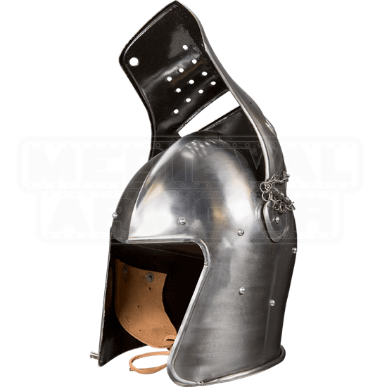 Visored Combat Helmet HW700569 by Medieval Armour, Leather
