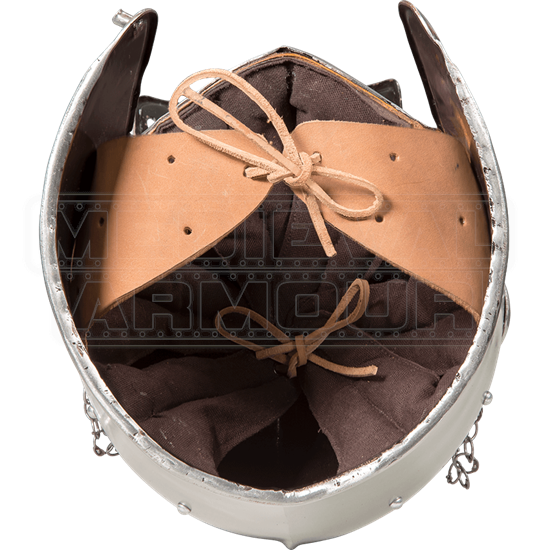 Visored Combat Helmet HW700569 by Medieval Armour, Leather