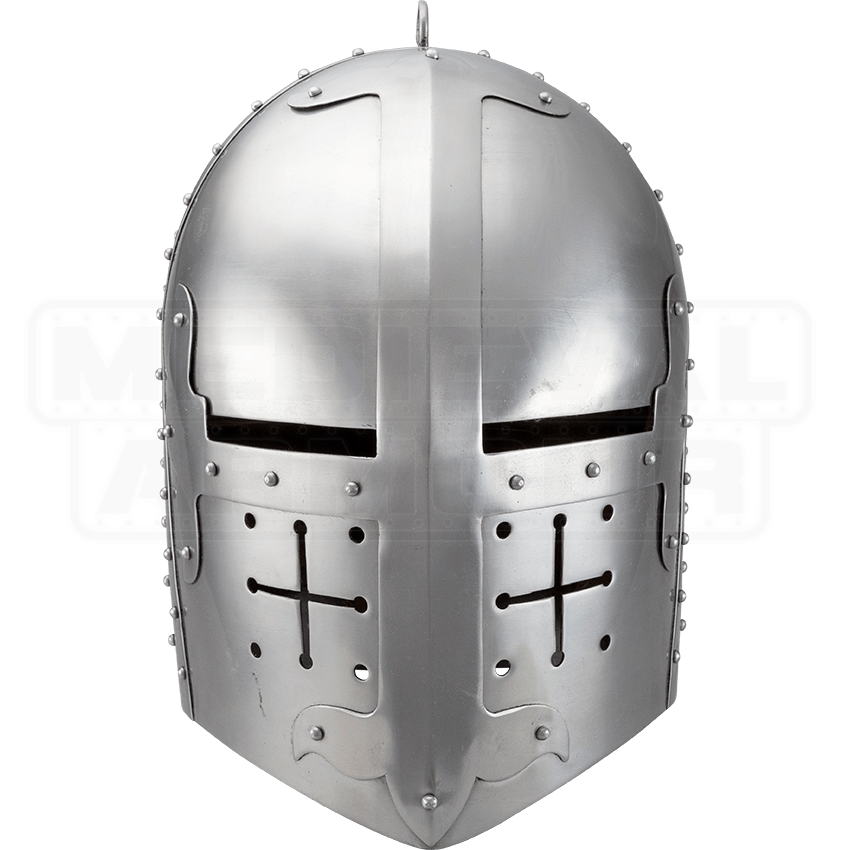 Gothic Knight Helmet Polished Hw 700185 By Medieval Armour Leather