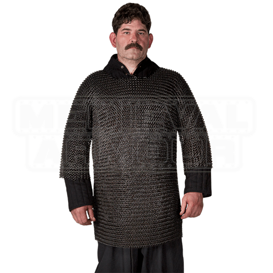 Blackened Butted Chainmail Haubergeon - HW-700589BK by Medieval Armour ...