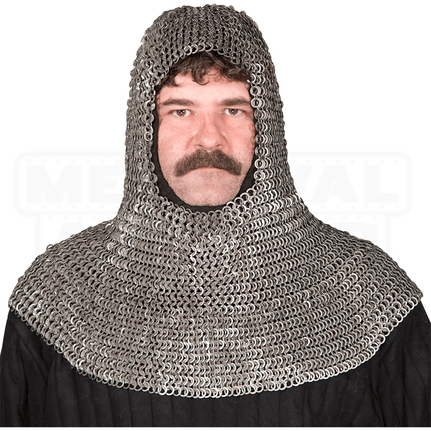 Flat Ring Wedge Rivet Chainmail Coif - HW-700604 by Medieval Armour ...