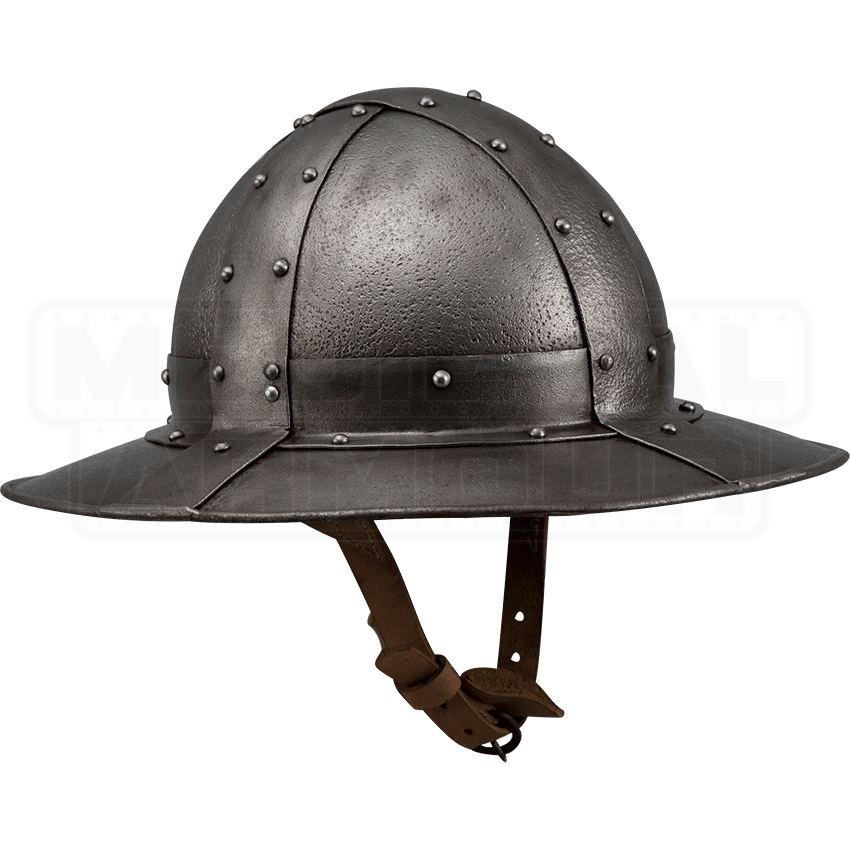Eisenhut Kettle Helmet HW701052 by Medieval Armour, Leather Armour