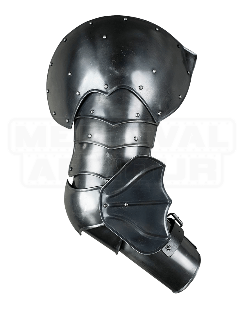 Blackened Ortwin Full Arm Guards MY101083 by Medieval Armour, Leather