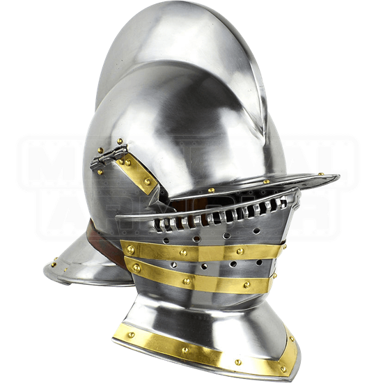 Burgonet helmet medieval ancient armour helmet with brass bidding 18GA 