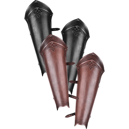 Fleur-de-Lis Lancelot Leather Greaves