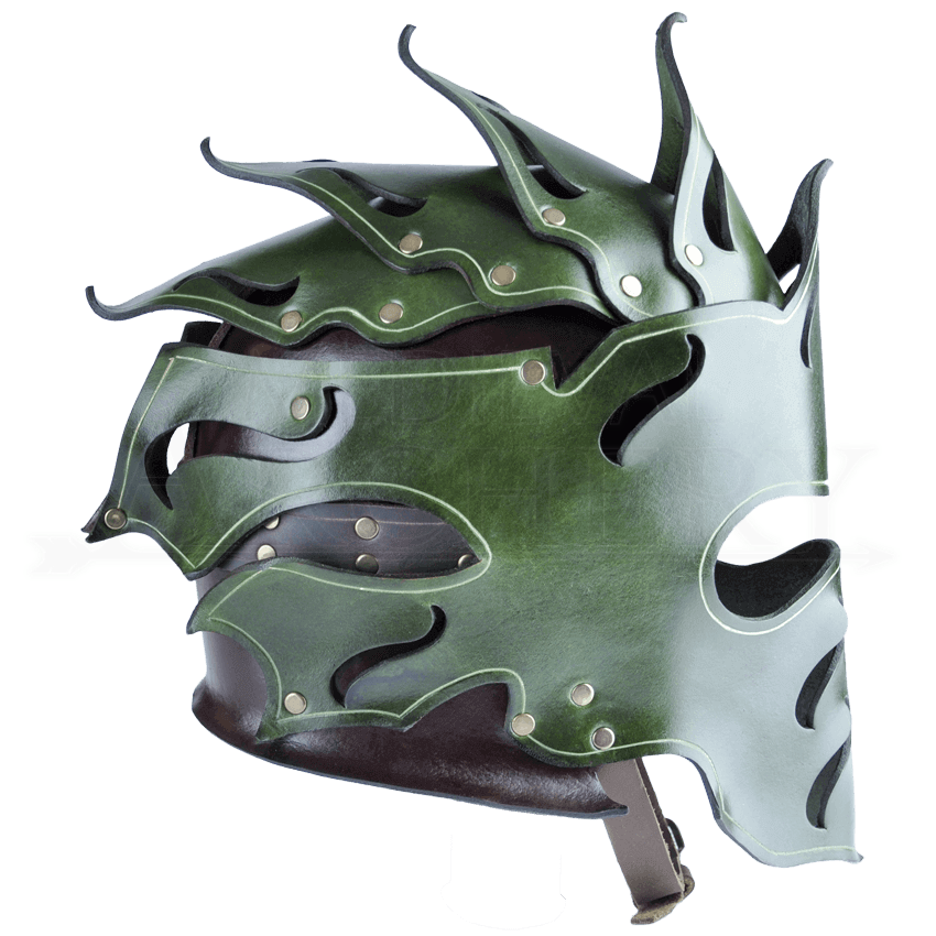 Woodland Leather Helmet RT256 by Traditional Archery, Traditional Bows, Medieval Bows