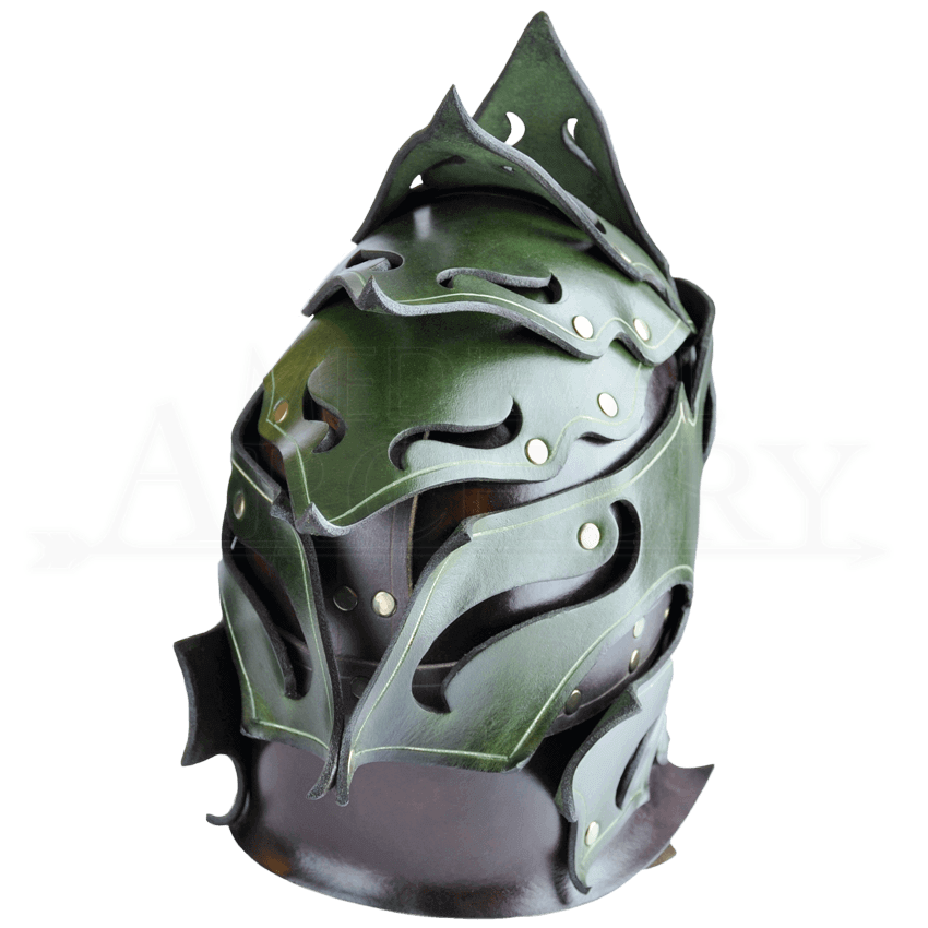 Woodland Leather Helmet RT256 by Traditional Archery, Traditional Bows, Medieval Bows