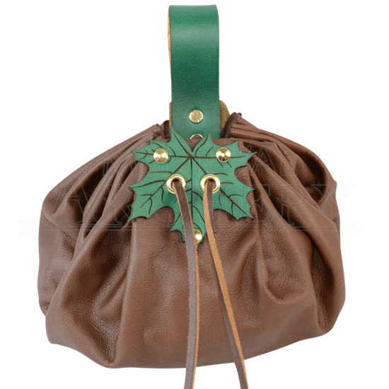 Large Round Pouch with Leaf Closure