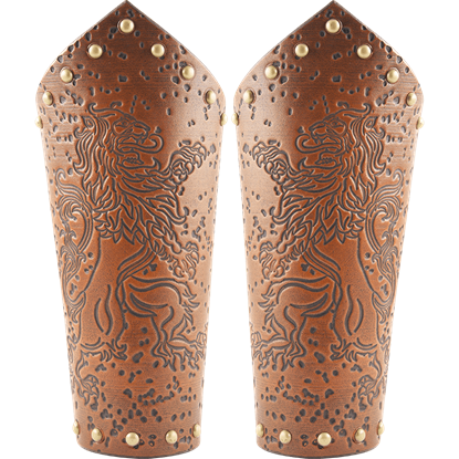 Rampant Lion Leather Arm Bracers