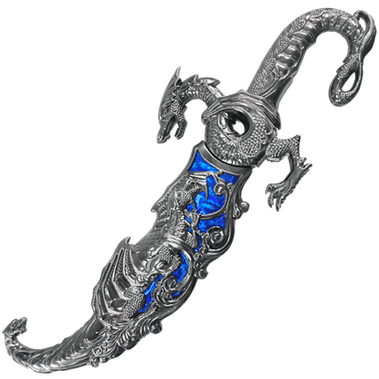 Ornate Dragon Dagger with Blue Scabbard