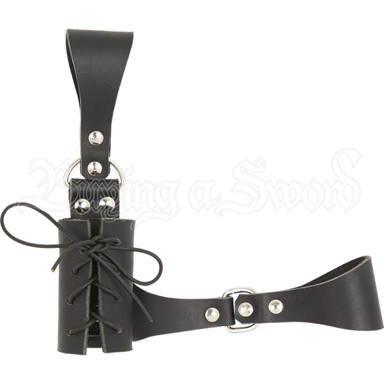 NEW Universal Lace Up Black Leather Sword Frog Blade Holder Medieval Belt Carry 