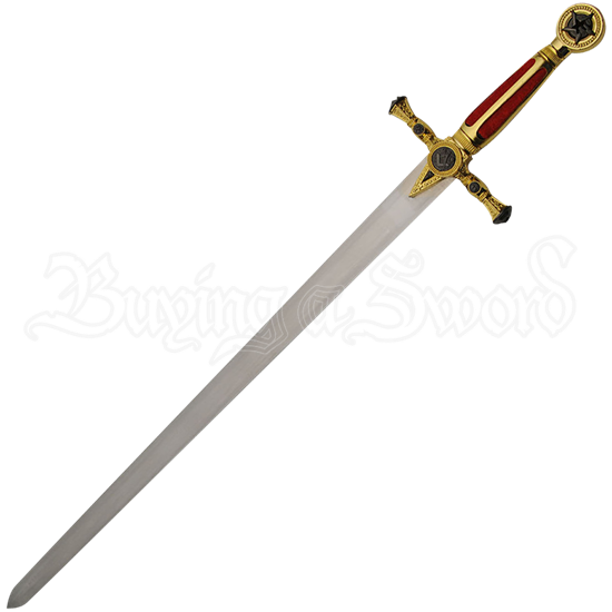 Red and Gold Masonic Sword ZS926930 by Medieval Swords, Functional