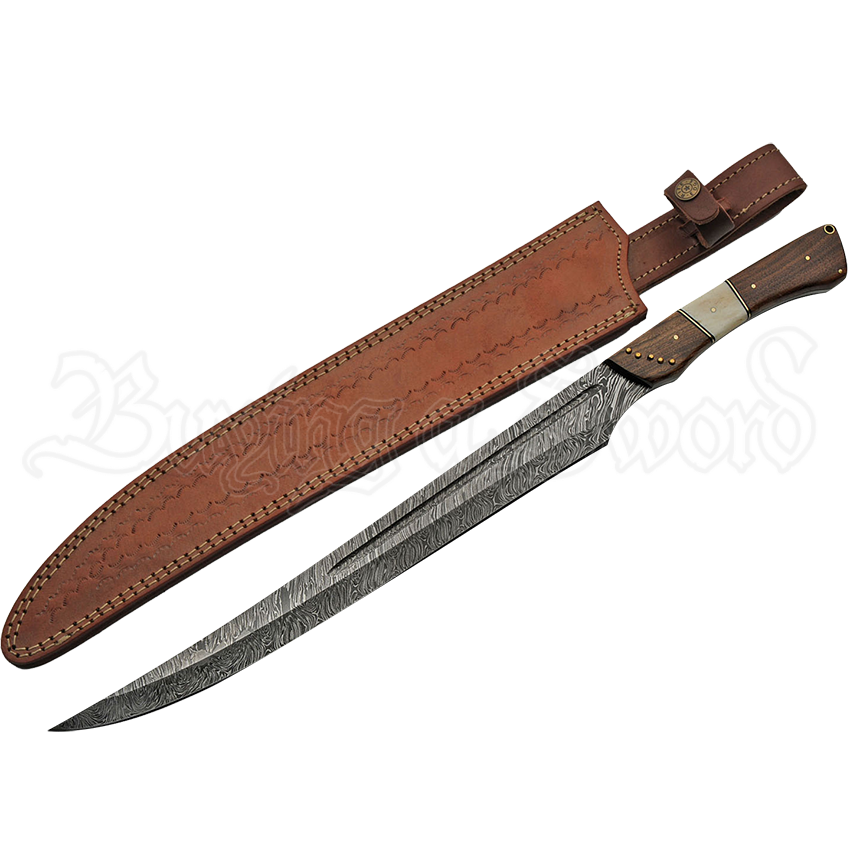 Curved Blade Damascus Sword - ZS-DM-5017 by Medieval Swords, Functional ...