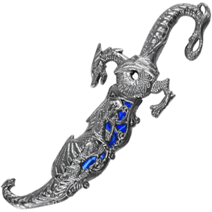 Small Ornate Dragon Dagger with Blue Scabbard