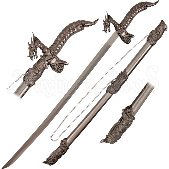 Dragon and Skull Hilt Sword with Scabbard