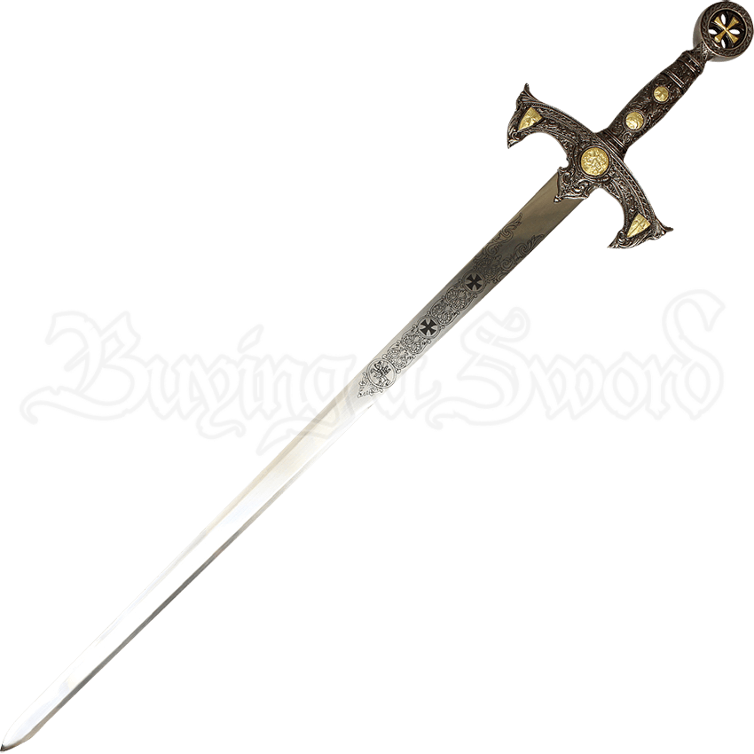 Engraved Silver Templar Sword with Plaque - NP-K-2037-CH by Medieval ...