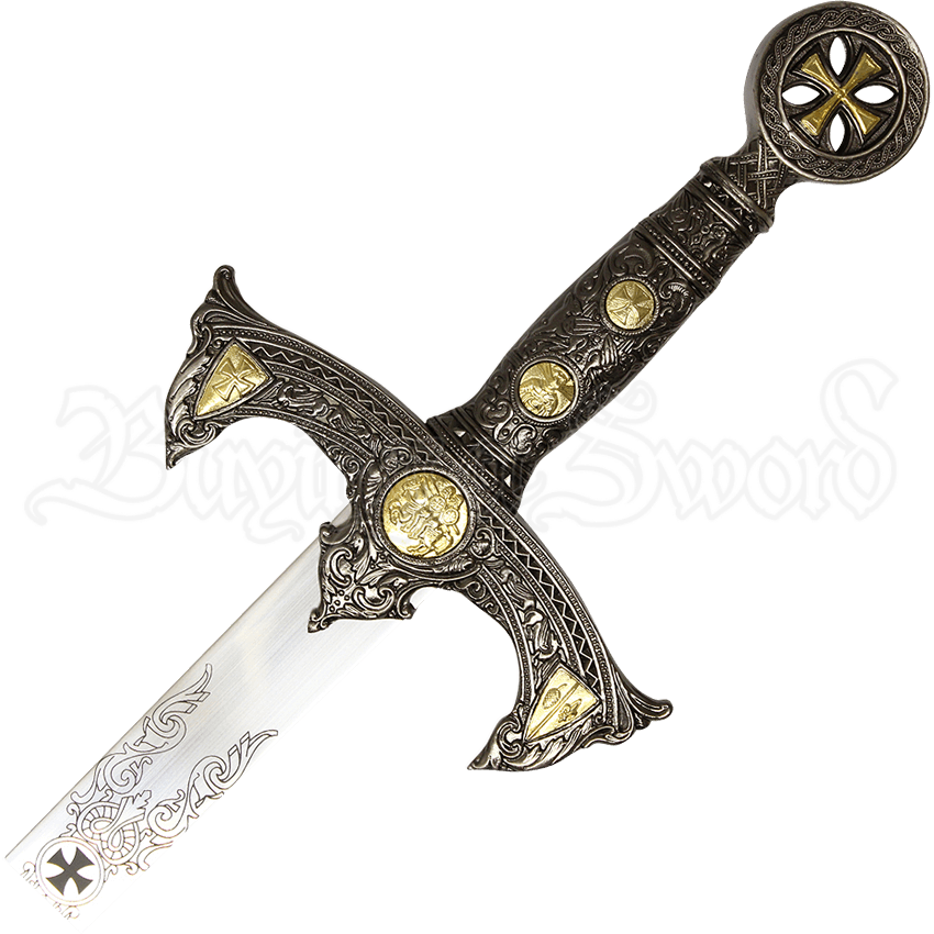 Engraved Silver Templar Sword with Plaque - NP-K-2037-CH by Medieval ...