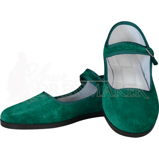 Jade Velvet Lady Jane Shoes