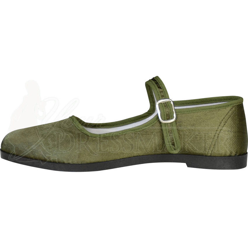 Olive Lady Jane Shoes - FW5003 by Medieval and Renaissance Clothing, Handmade Clothing and 