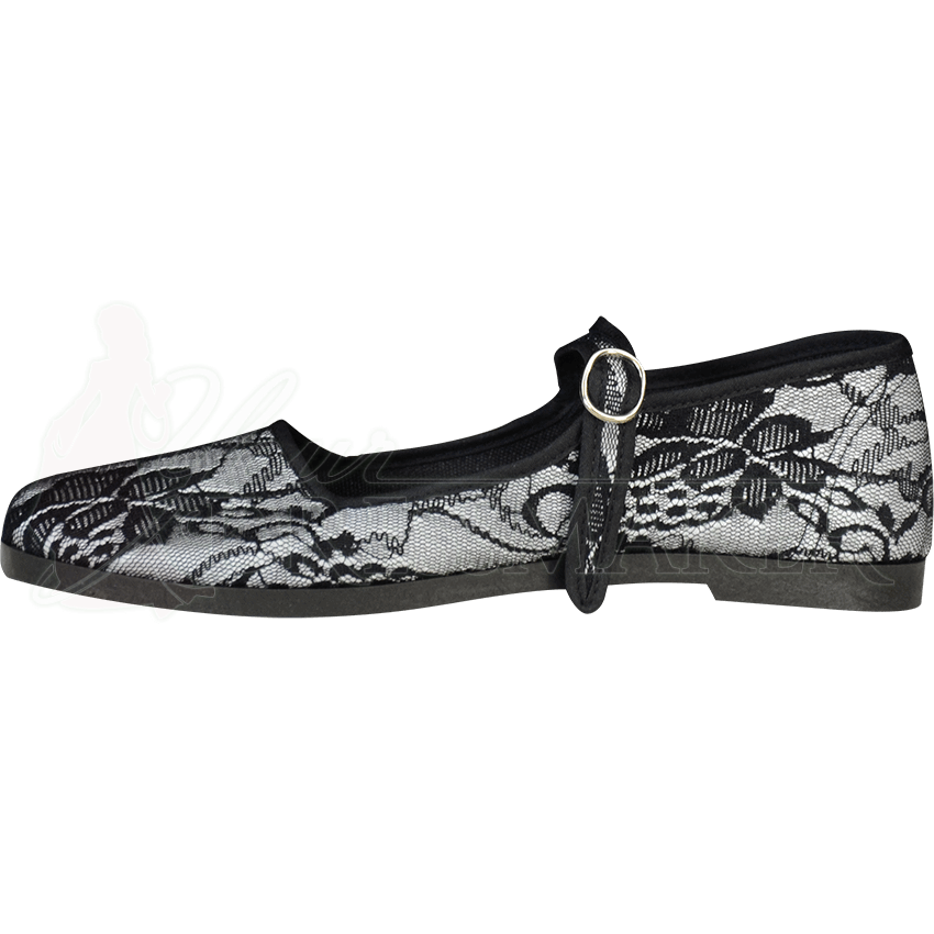 Black Lace Lady Jane Shoes - FW5005 by Medieval and Renaissance Clothing, Handmade Clothing and 