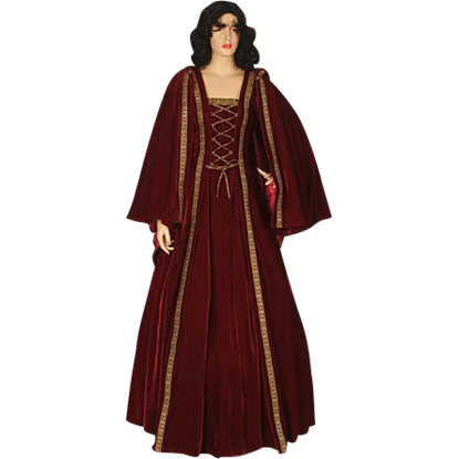Ladies Medieval Dress with Shoulder Cape