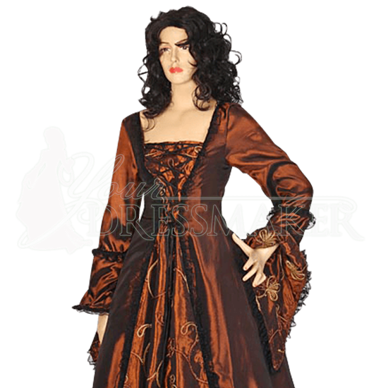 Brown Embroidered Medieval Dress MCI196 by Medieval and Renaissance