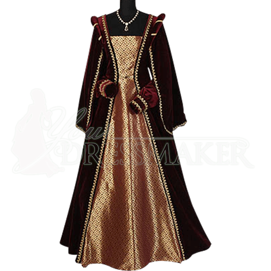 Courtly Renaissance Dress - Burgundy and Gold - MCI-200 by Medieval and ...
