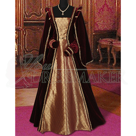 Courtly Renaissance Dress - Burgundy and Gold - MCI-200 by Medieval and ...