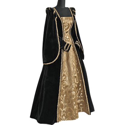 Courtly Renaissance Dress - Black and Gold
