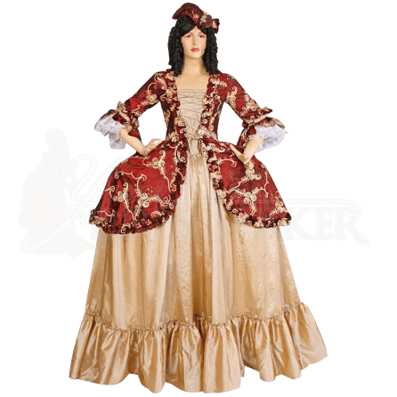 Gold and Burgundy Baroque Antoinette Dress - MCI-212 by Medieval and ...