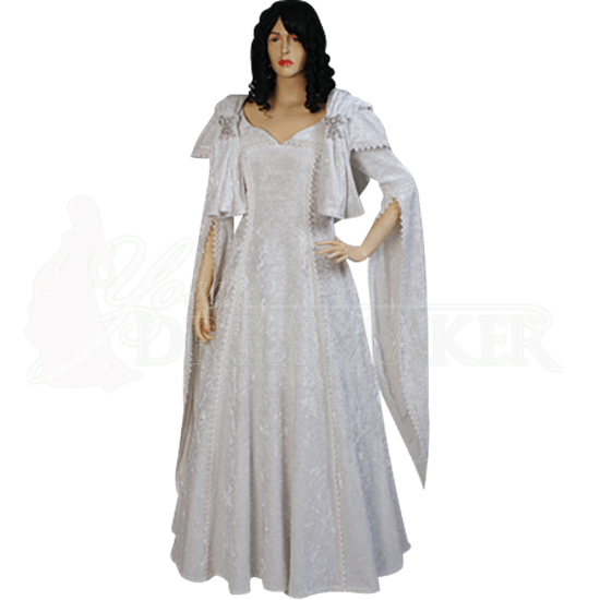 Crushed Velvet Renaissance Dress - White - MCI-297 by Medieval and ...