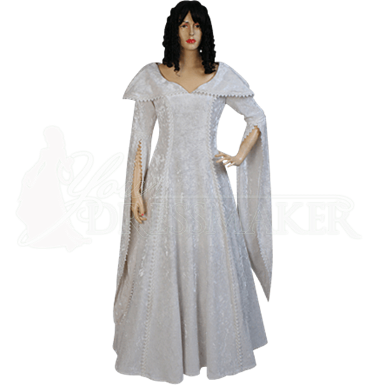 Crushed Velvet Renaissance Dress - White - MCI-297 by Medieval and ...