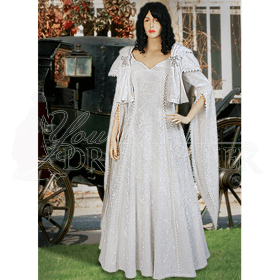 Crushed Velvet Renaissance Dress - White - MCI-297 by Medieval and ...