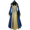 Hooded Renaissance Sorceress Gown - Blue and Gold