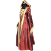Hooded Renaissance Sorceress Gown - Burgundy and Gold
