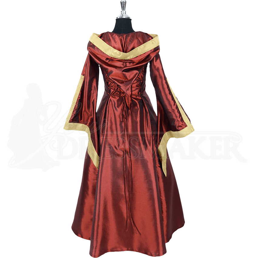 Hooded Renaissance Sorceress Gown - Burgundy and Gold - MCI-498 by ...