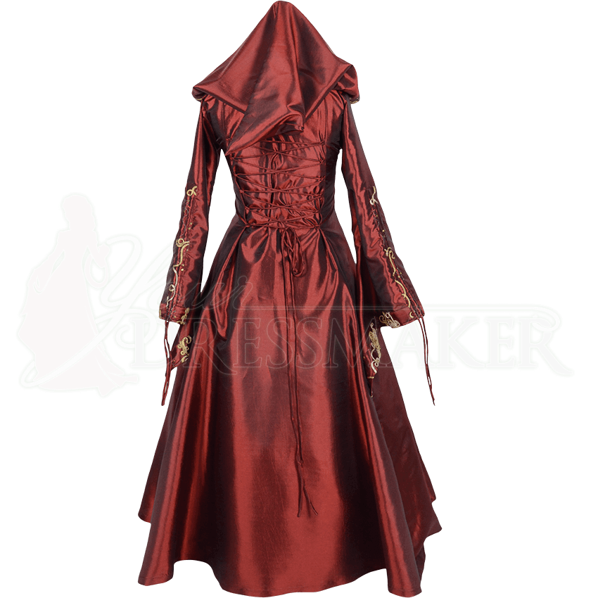 Hooded Renaissance Sorceress Gown - Burgundy - MCI-499 by Medieval and ...